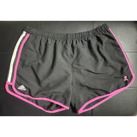 Adidas Breast Cancer Awareness Climalite Blk Shorts  M Running Gym Workout Pink - Picture 1 of 7